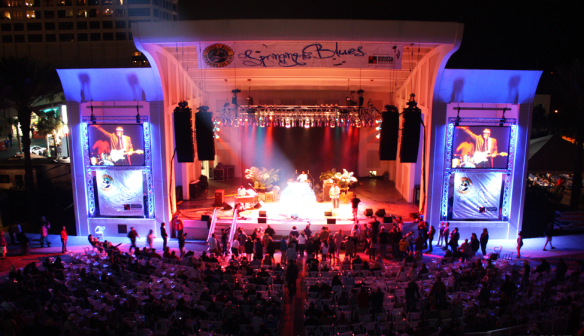 The main Seawalk Pavillion stage lit up in 2013.