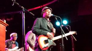 (l-r) Melvin Brannon, Jr. on bass, Ted Jones on guitar, Booker T. on guitar and vocals