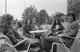 Free in Amsterdam 1970 (l-r) Kossoff, Fraser, Kirke, Rodgers, and Winwood